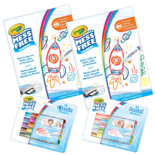 Crayola Color Wonder Mess Free Coloring Kit (120ct), 100 Coloring Pages, 20 Mini Markers, Holiday Gift for Kids & Toddlers, 3+