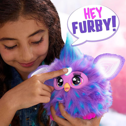 Furby Purple, 15 Fashion Accessories, Interactive Plush Toys for 6 Year Old Girls & Boys & Up, Voice Activated Animatronic, Medium