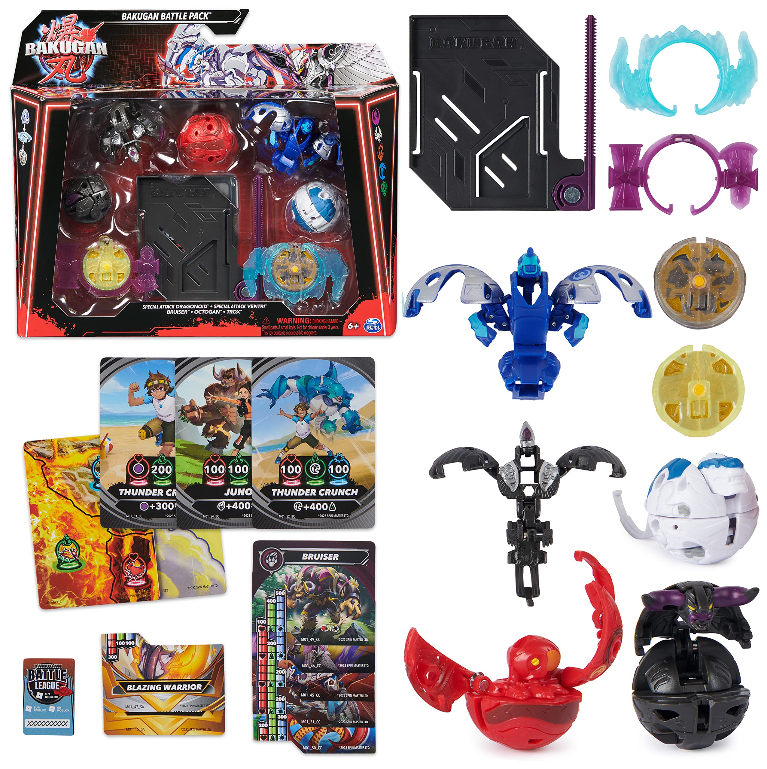 Bakugan Battle 5-Pack, Special Attack Dragonoid, Ventri, Bruiser, Octogan, Trox; Customizable, Spinning Action Figures, Kids Toys for Boys and Girls 6 and up