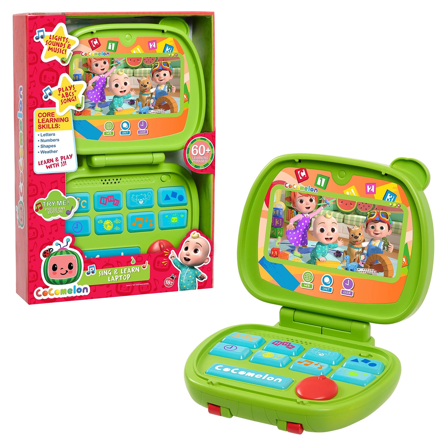 CoComelon Sing and Learn Laptop Toy for Kids, Lights, Sounds, and Music Encourages Letter, Number, Shape, and Animal Recognition, Officially Licensed Kids Toys for Ages 18 Month by Just Play