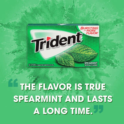 Trident Spearmint Sugar Free Gum, 12 Packs of 14 Pieces (168 Total Pieces)