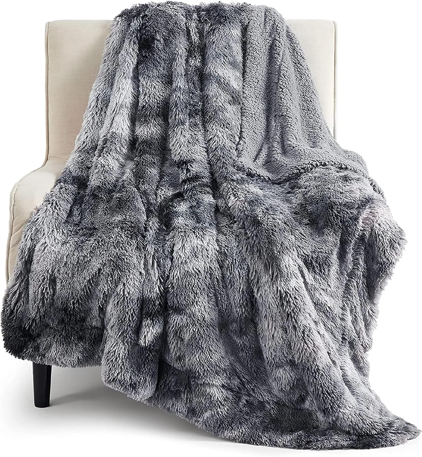 Bedsure Soft Fuzzy Faux Fur Throw Blanket Grey – Cozy, Fluffy, Plush Sherpa Fleece Blanket, Furry, Shaggy Blanket for Couch, Bed, Sofa, Thick Warm Blankets for Women, 50x60 Inches, 640 GSM