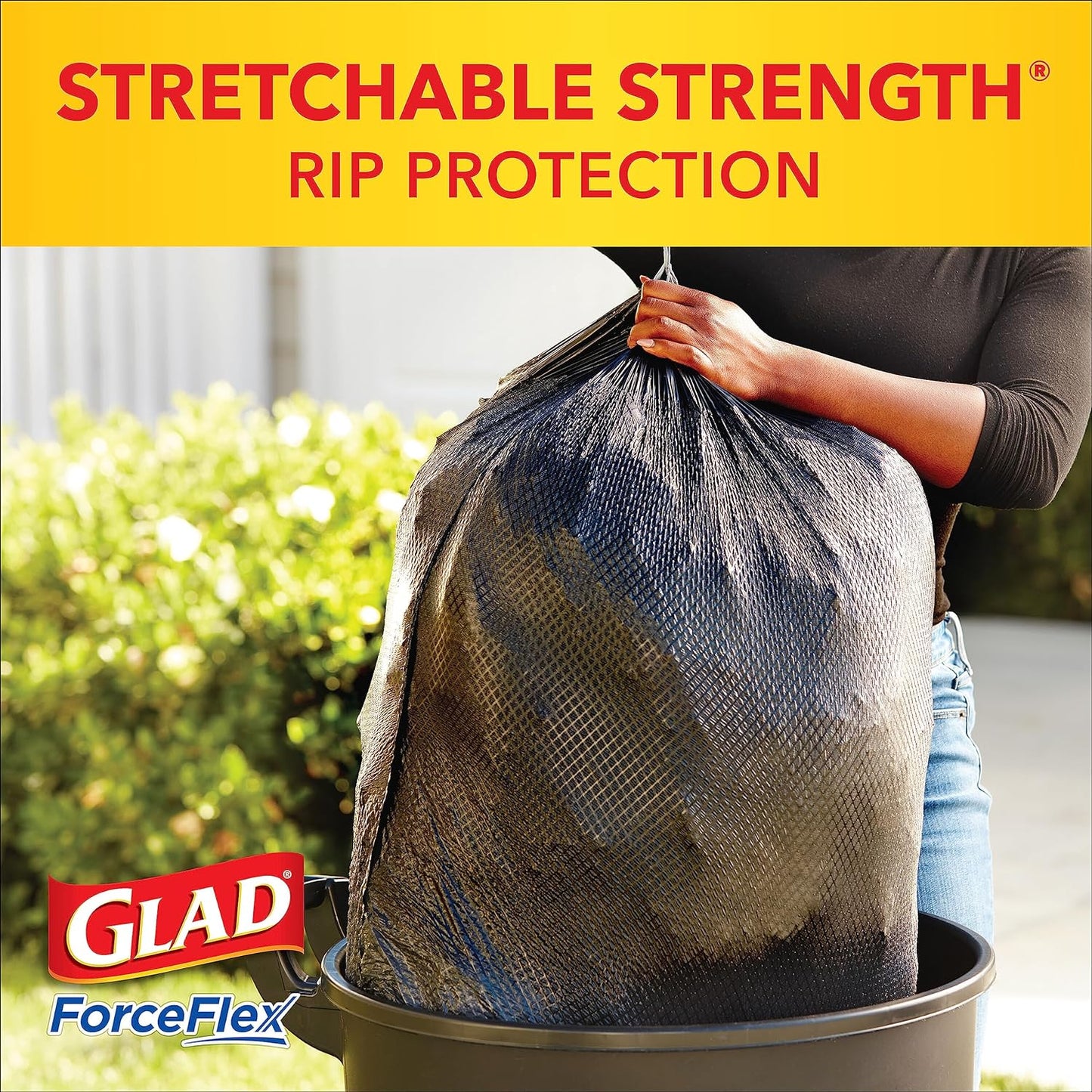 Glad Large Drawstring Trash Bags, ForceFlex 30 Gallon Black Trash Bags, 50 Count